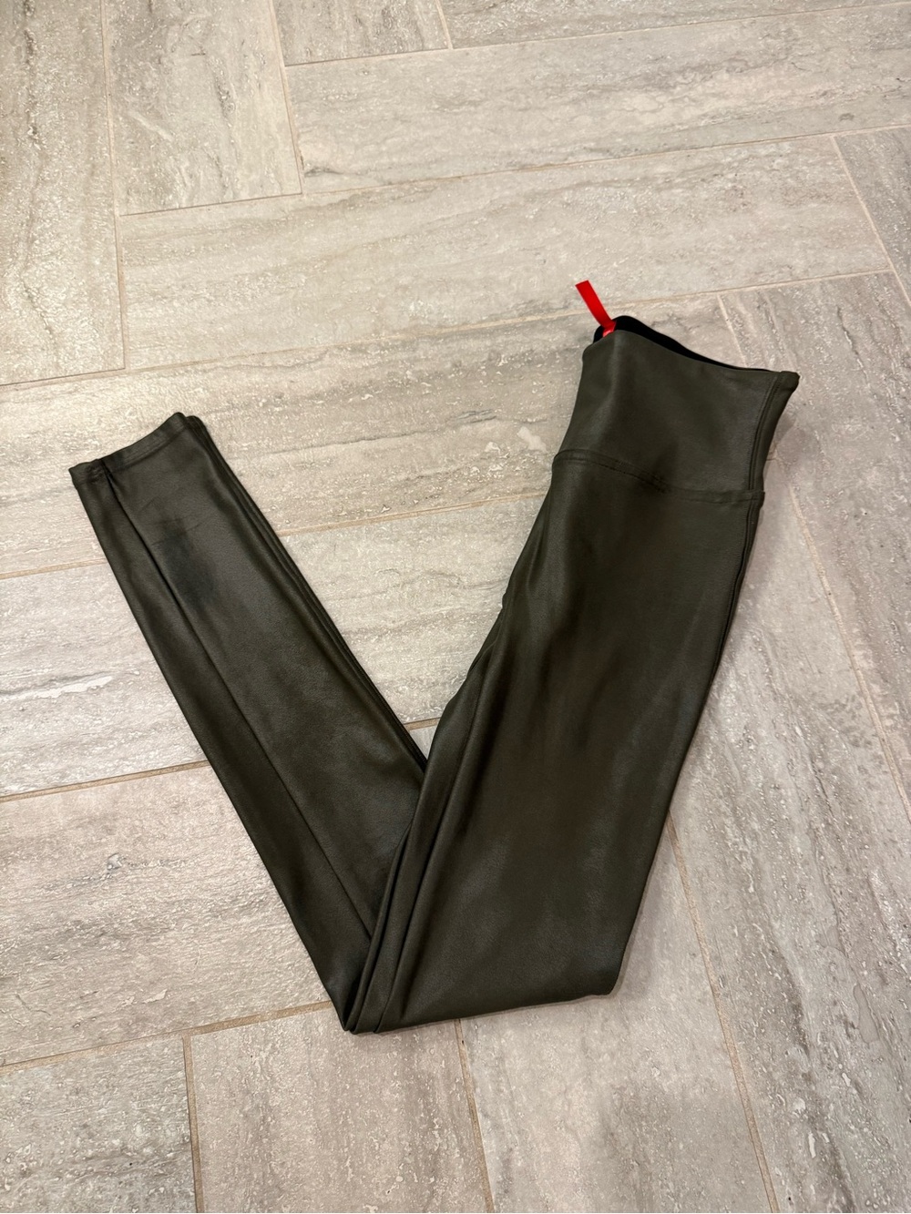 Spanx faux leather- Olive Green Leggings